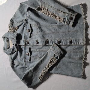 Adam Levine Denim jacket with ripped markings Size Small